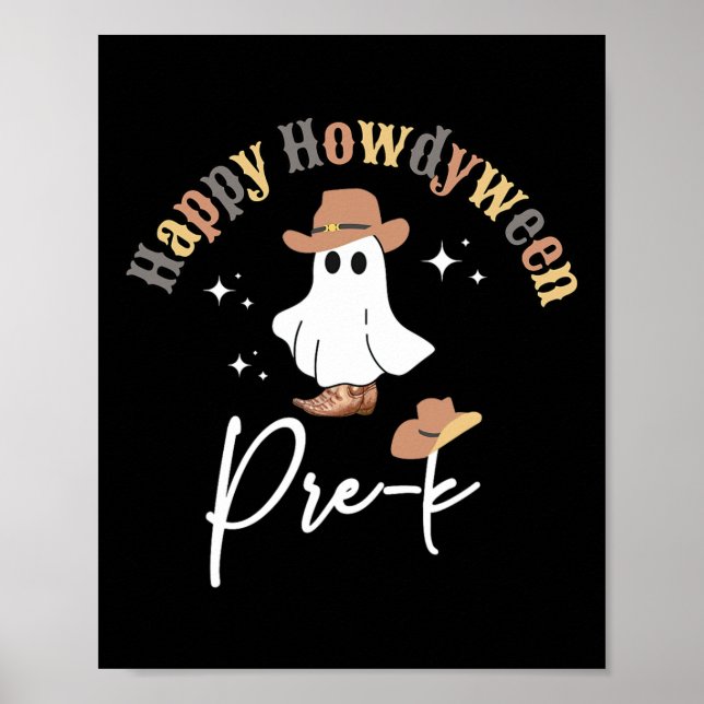 Happy Howdyween Pre-k Ghost Western Lehrer Presch Poster (Vorne)