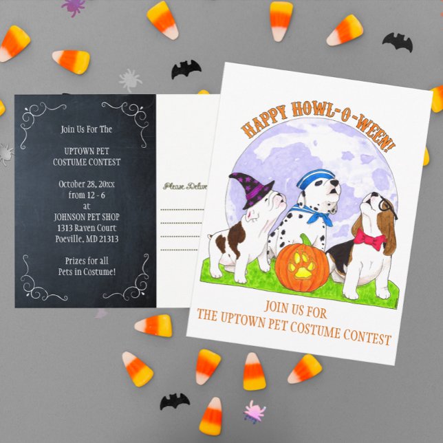Happy Howl-o-Ween Chiens Halloween Invitation (Créateur téléchargé)