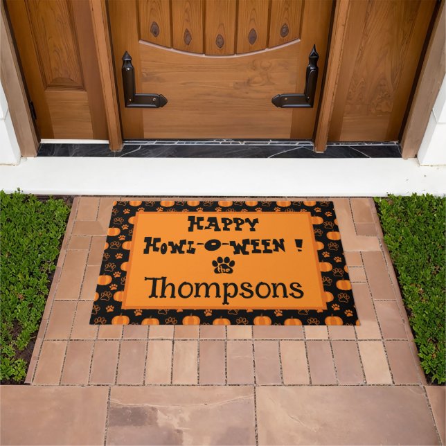 Happy Howl-o-Ween Custom Dog Halloween Door Mat Fußmatte (Außenbereich)