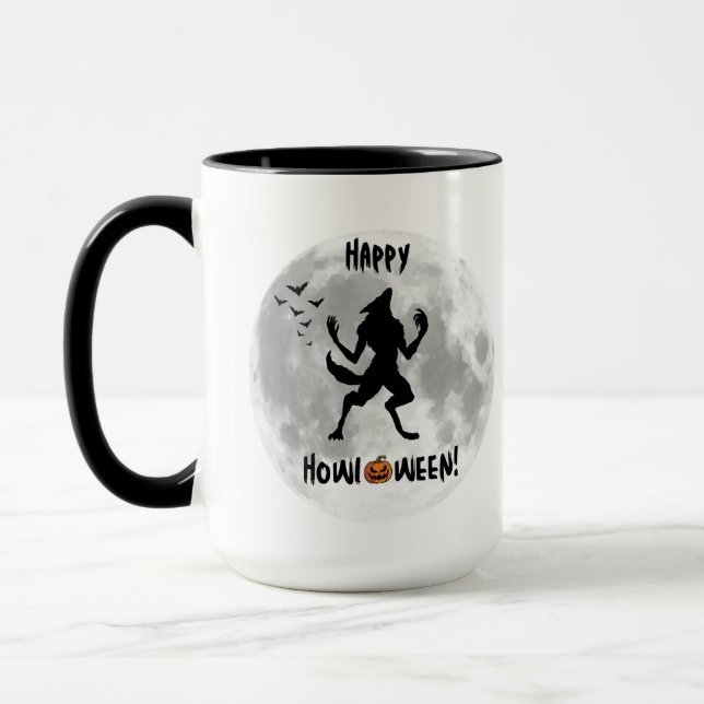 Happy Howl-o-ween Funny Werewolf Tasse (Links)