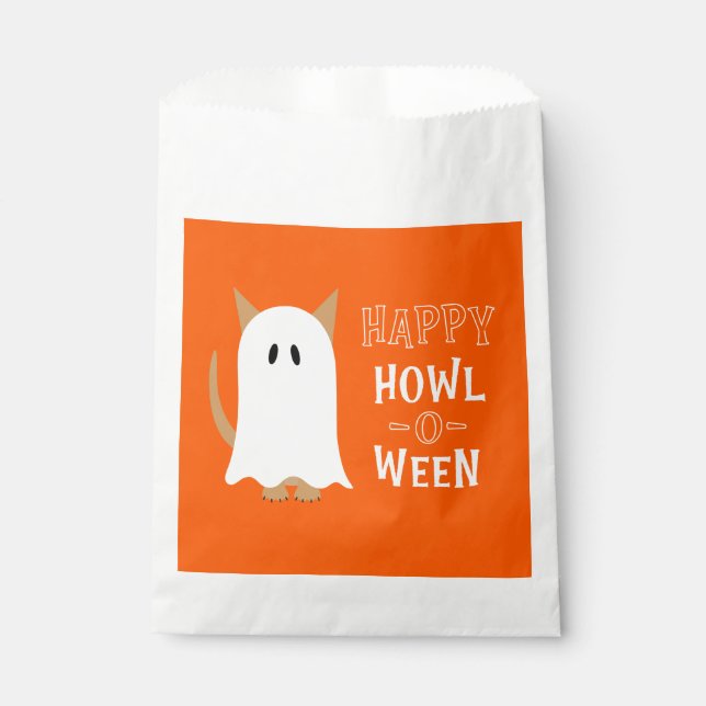 Happy Howl-o-ween Ghost Dog Orange Halloween Geschenktütchen (Vorderseite)
