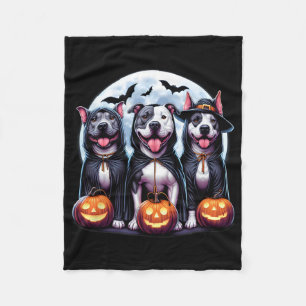 Happy Howl-o-ween Halloween Pitbull Dog Pumpkin Gh Fleecedecke