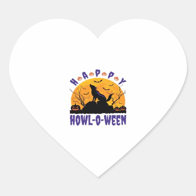 Happy Howl O Ween Howling Halloween Dog Essential  Herz-Aufkleber (Vorderseite)