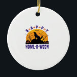 Happy Howl O Ween Howling Halloween Dog Essential  Keramik Ornament<br><div class="desc">Happy Howl O Ween Howling Halloween Dog Essential T-Shirt</div>