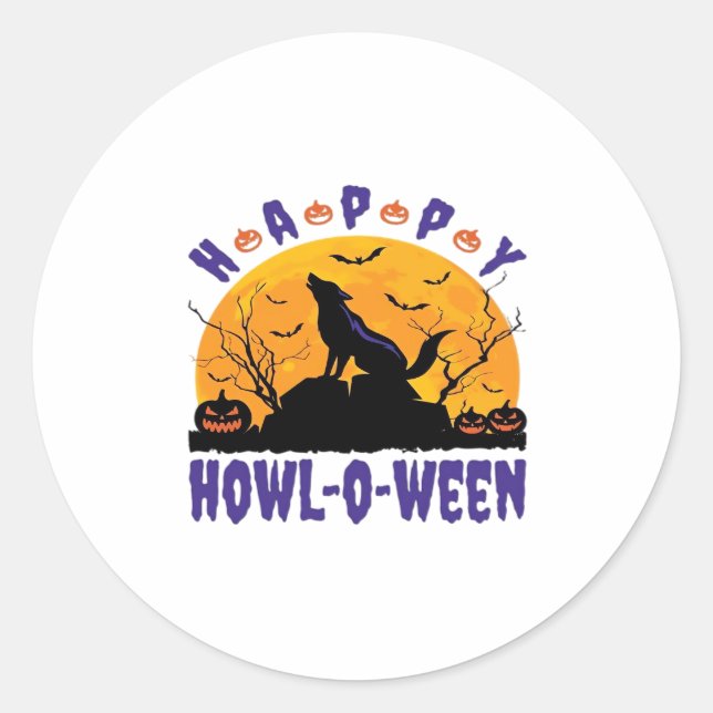 Happy Howl O Ween Howling Halloween Dog Essential  Runder Aufkleber (Vorderseite)