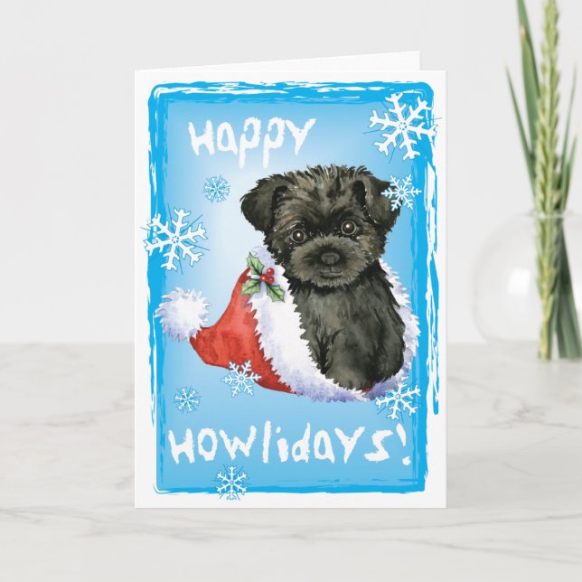 Happy Howliday Affenpinscher Feiertagskarte (Vorderseite)