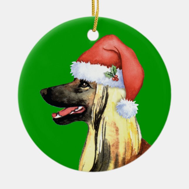 Happy Howliday Afghan Hound Keramikornament (Vorne)