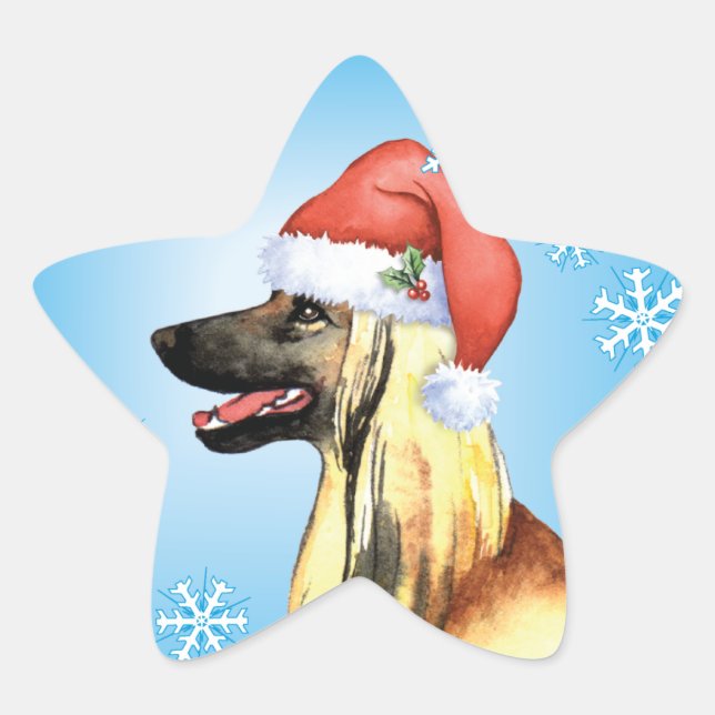 Happy Howliday Afghan Hound Stern-Aufkleber (Vorderseite)