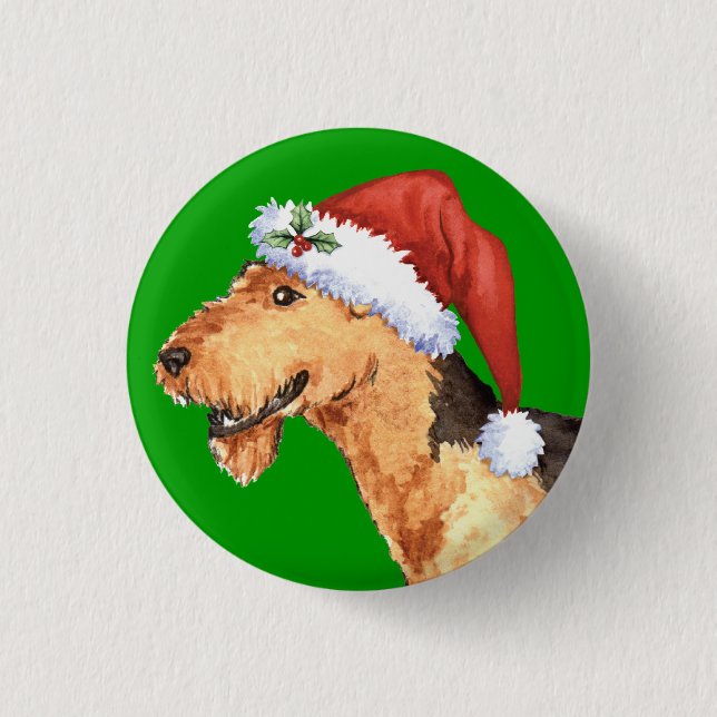 Happy Howliday Airedale Button (Vorderseite)