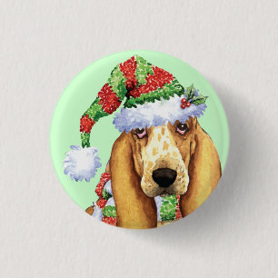 Happy Howliday Basset Button