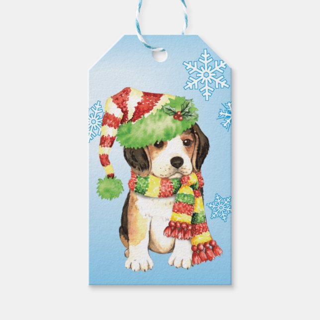 Happy Howliday Beagle Geschenkanhänger (Vorderseite)