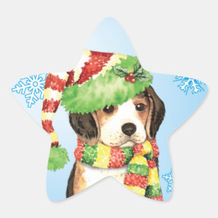 Happy Howliday Beagle Stern-Aufkleber