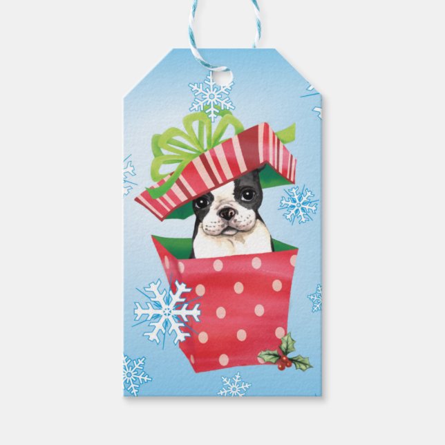 Happy Howliday Boston Geschenkanhänger (Vorderseite)