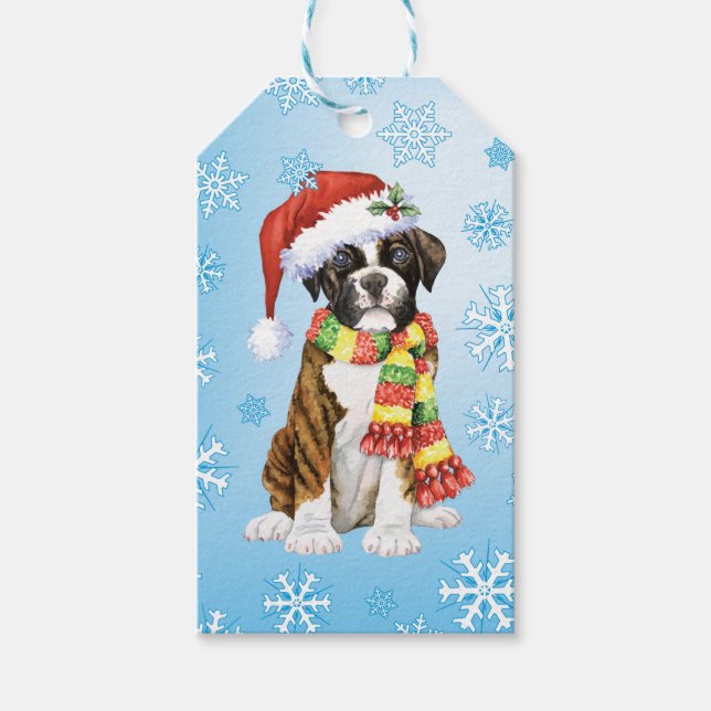 Happy Howliday Boxer Geschenkanhänger (Vorderseite)