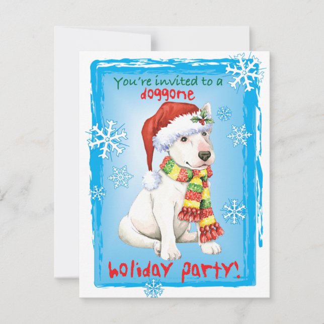 Happy Howliday Bull Terrier Einladung (Vorderseite)