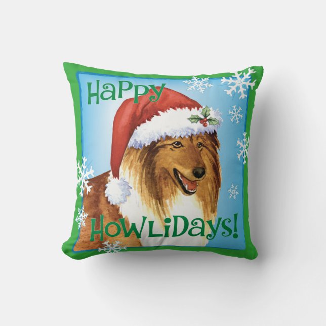 Happy Howliday Collie Kissen (Vorderseite)