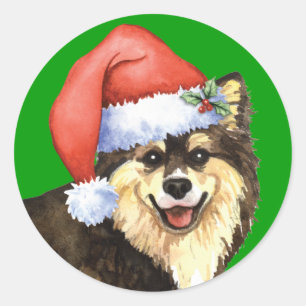 Happy Howliday Finland Lapphund Runder Aufkleber