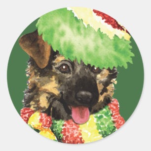Happy Howliday German Shepherd Runder Aufkleber