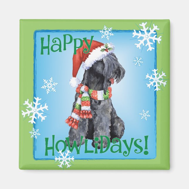 Happy Howliday Kerry Blue Terrier Magnet (Vorne)