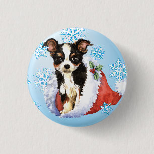 Happy Howliday Long Coat Chihuahua Button