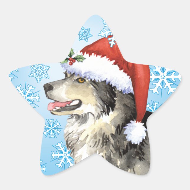Happy Howliday Malemute Stern-Aufkleber (Vorderseite)