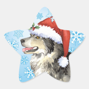 Happy Howliday Malemute Stern-Aufkleber
