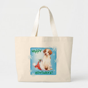Happy Howliday Pointer Large Tote Bag Jumbo Stoffbeutel