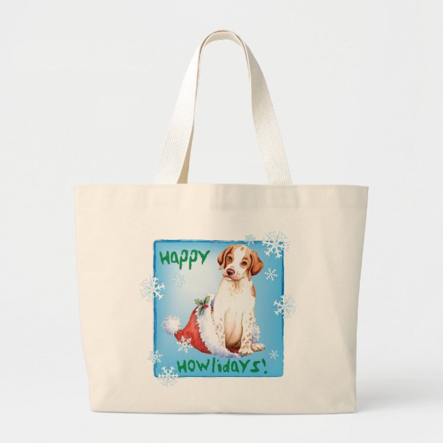 Happy Howliday Pointer Large Tote Bag Jumbo Stoffbeutel (Vorne)