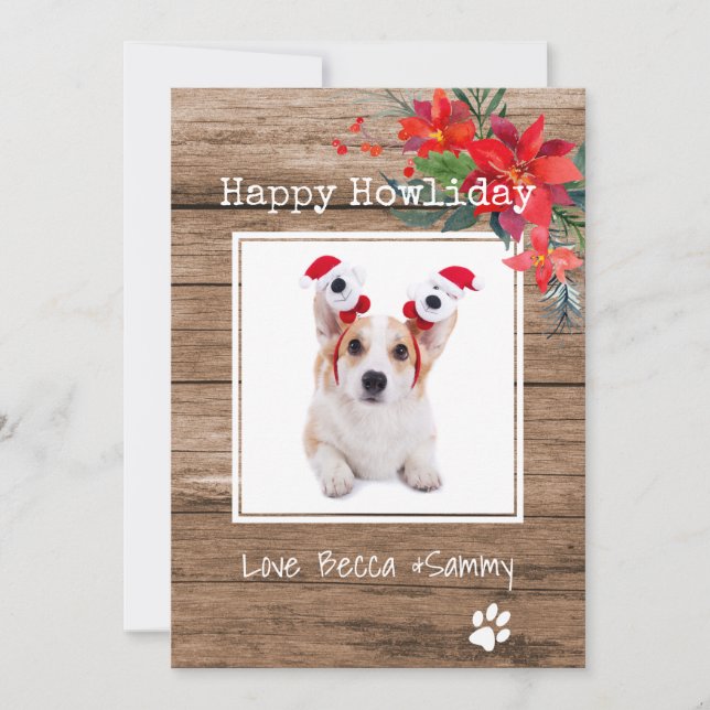 Happy Howliday Weihnachten Weihnachts Pet Fotokart (Vorderseite)