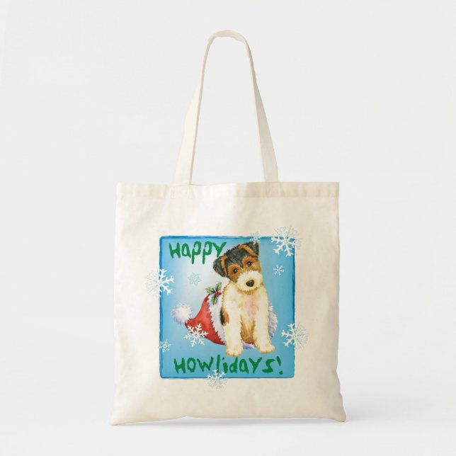 Happy Howliday Wire Fox Terrier Tragetasche (Vorne)