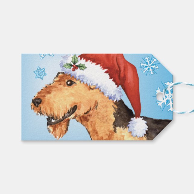 Happy Howlidays Airedale Geschenkanhänger (Vorderseite (Horizontal))