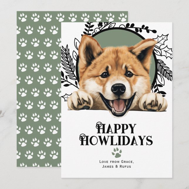 Happy Howlidays Akita Dog Christmas Feiertagskarte (Vorne/Hinten)