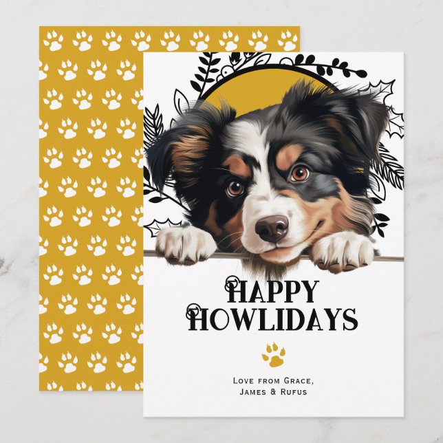 Happy Howlidays American Shepherd Dog Weihnachten (Vorne/Hinten)