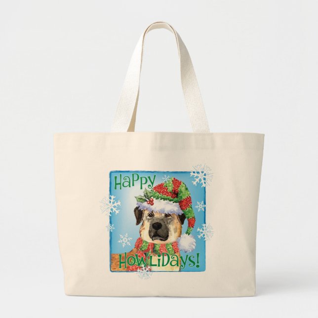 Happy Howlidays Anatolian Shepherd Large Tote Bag Jumbo Stoffbeutel (Vorne)