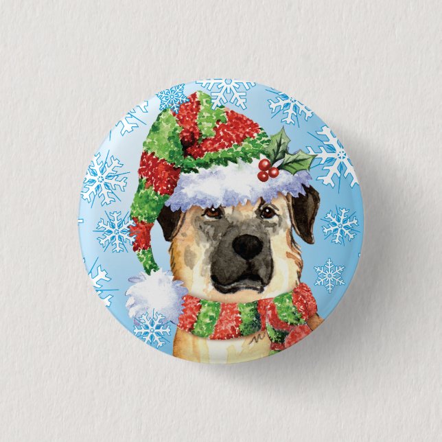 Happy Howlidays Anatolian Shepherd Pinback Button (Vorderseite)
