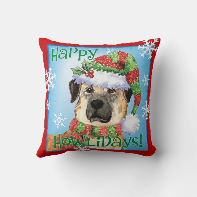 Happy Howlidays Anatolian Shepherd Throw Kissen (Rückseite)