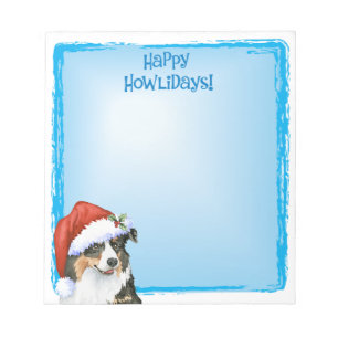 Happy Howlidays Australian Shepherd Notizblock