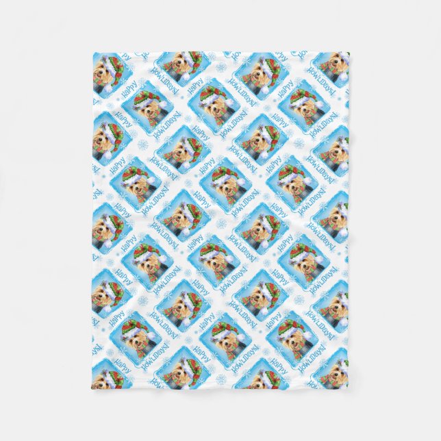 Happy Howlidays Australian Terrier Fleece Blanket (Vorderseite)