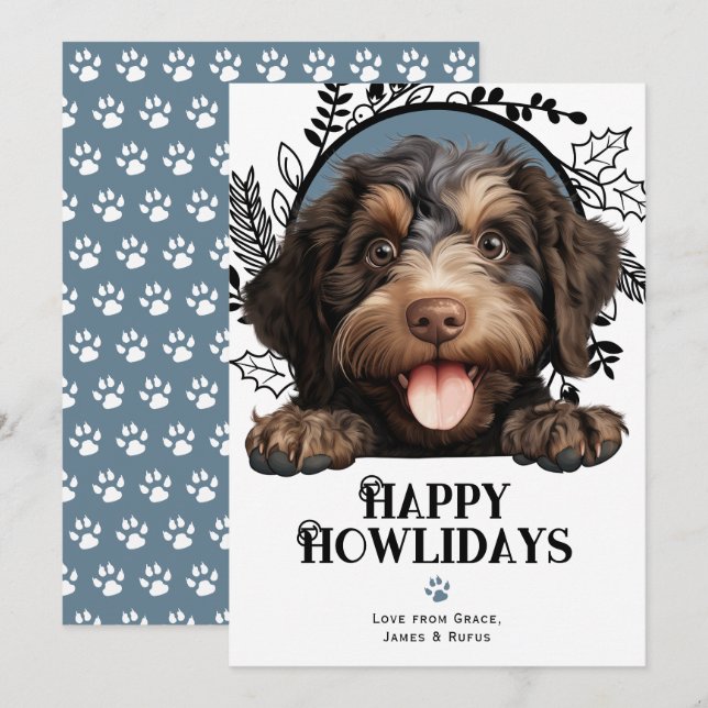 Happy Howlidays Barbet Dog Weihnachten (Vorne/Hinten)