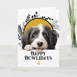 Happy Howlidays Bartded Collie Dog Weihnachten