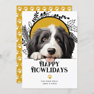 Happy Howlidays Bartded Collie Dog Weihnachten