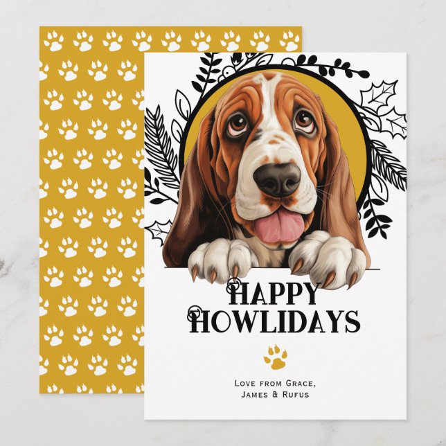 Happy Howlidays Bassett Hound Hund Weihnachten (Vorne/Hinten)