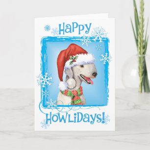 Happy Howlidays Bedlington Terrier Holiday Card Feiertagskarte