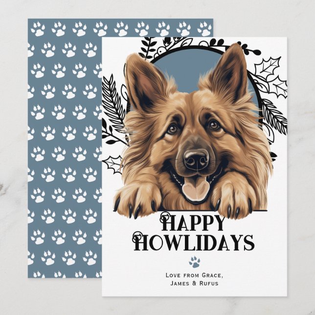 Happy Howlidays belgische Tervuren Dog Weihnachten (Vorne/Hinten)