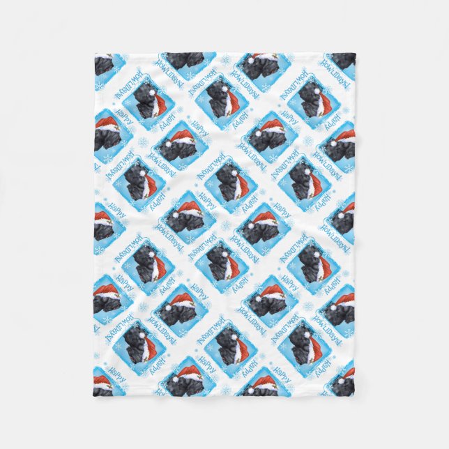 Happy Howlidays Black Russian Terrier Fleecedecke (Vorderseite)