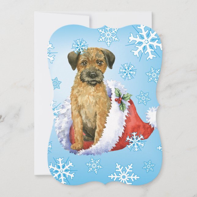 Happy Howlidays Border Terrier Feiertagskarte (Vorderseite)