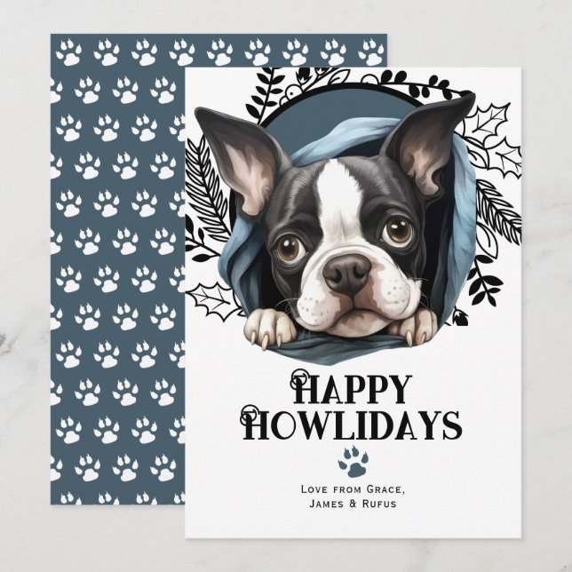 Happy Howlidays Boston Terrier Dog Weihnachten (Vorne/Hinten)