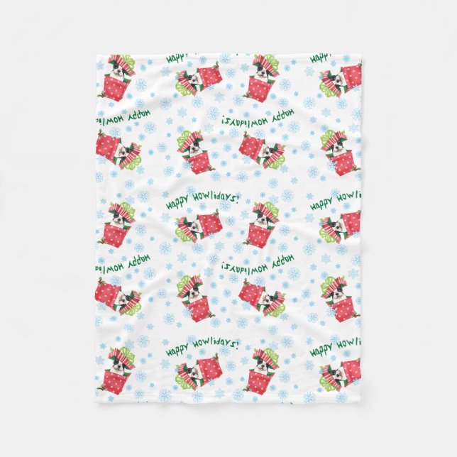 Happy Howlidays Boston Terrier Fleecedecke (Vorderseite)