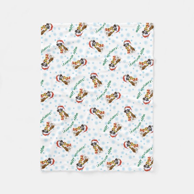 Happy Howlidays Boxer Fleece Blanket (Vorderseite)