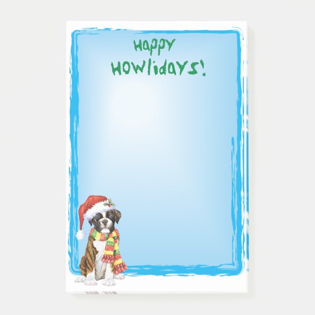 Happy Howlidays Boxer Post-it Klebezettel (Vorderseite)